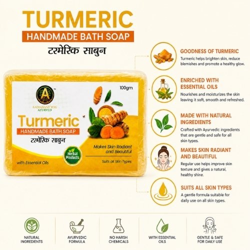 Turmeric Handmade Bath Soap with Essential Oils | Natural Skin Brightening Soap | 100g - Image 3