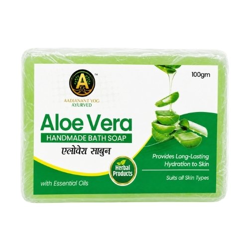 Aloe Vera Handmade Bath Soap with Essential Oils | Hydrating Herbal Soap for Soft & Healthy Skin | 100g