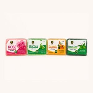 Handmade Bath Soap Combo Pack | Rose, Aloe Vera, Turmeric & Neem Tulsi | Herbal Bath Soap Gift Set | 4 x 100g