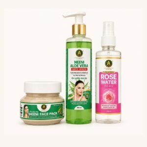 Skin Care Combo | Neem Aloe Vera Face Wash 200ml + Rose Water 200ml + Neem Face Pack | Complete Herbal Skin Care Kit